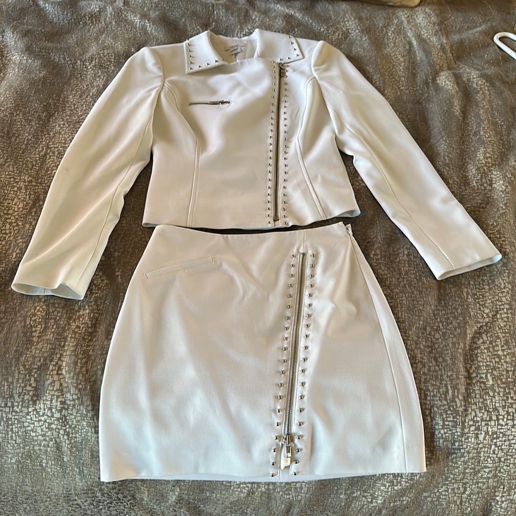 White Blazer With White Skirt